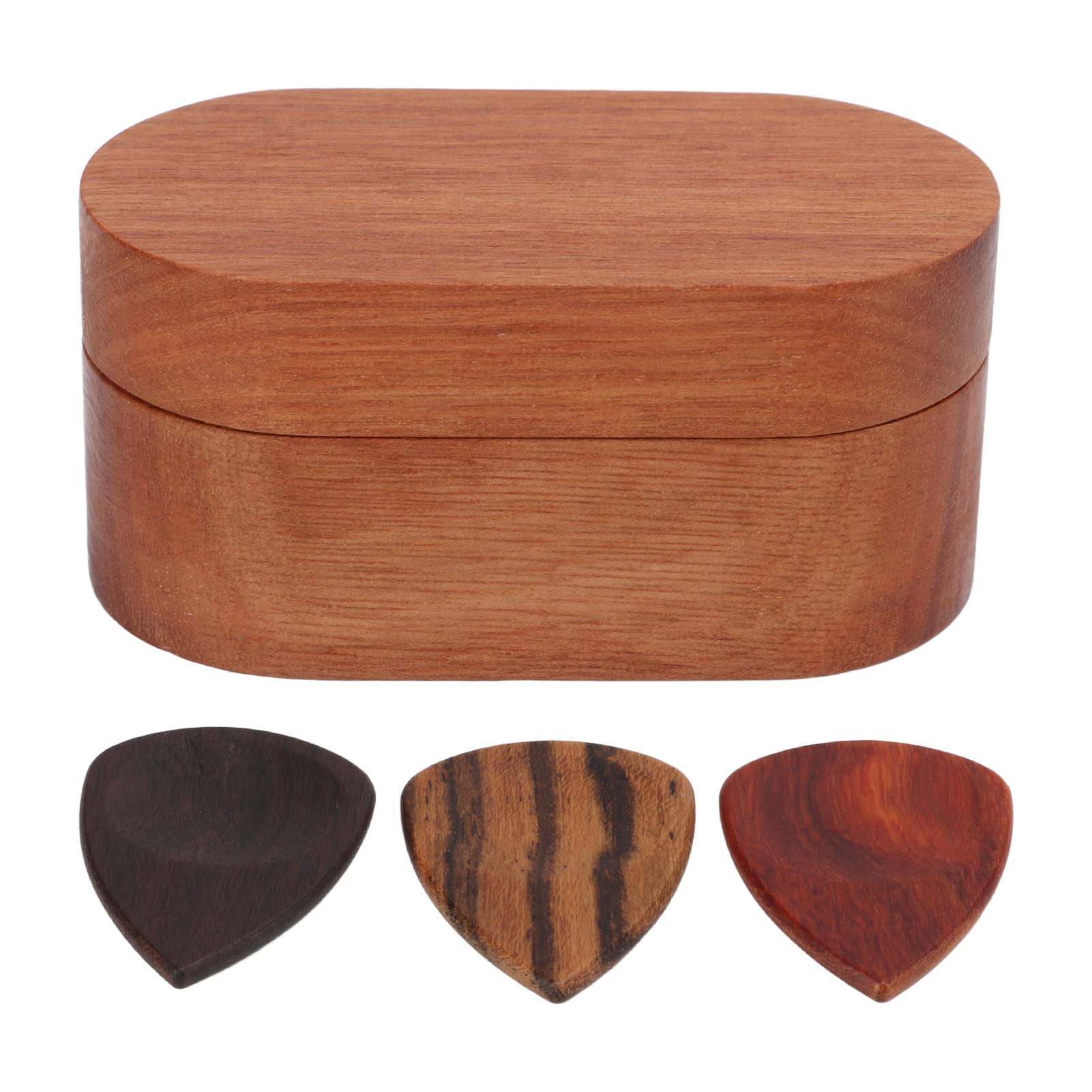 Scatola Porta Plettri A Forma Di Chitarra In Legno - Con Supporto E 3 Plettri In Legno, Regalo Per Chitarristi - Foto 8