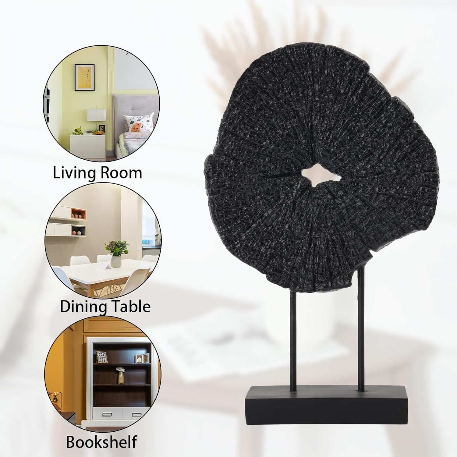 Black Art Modern Abstract Sculpture - Solid Black Art Sculpture for Home Décor Minimalist Decorative Statue for Living Room Office Desk Shelf Handcrafted Art Piece 7.25 * 2.5 * 12 Inch