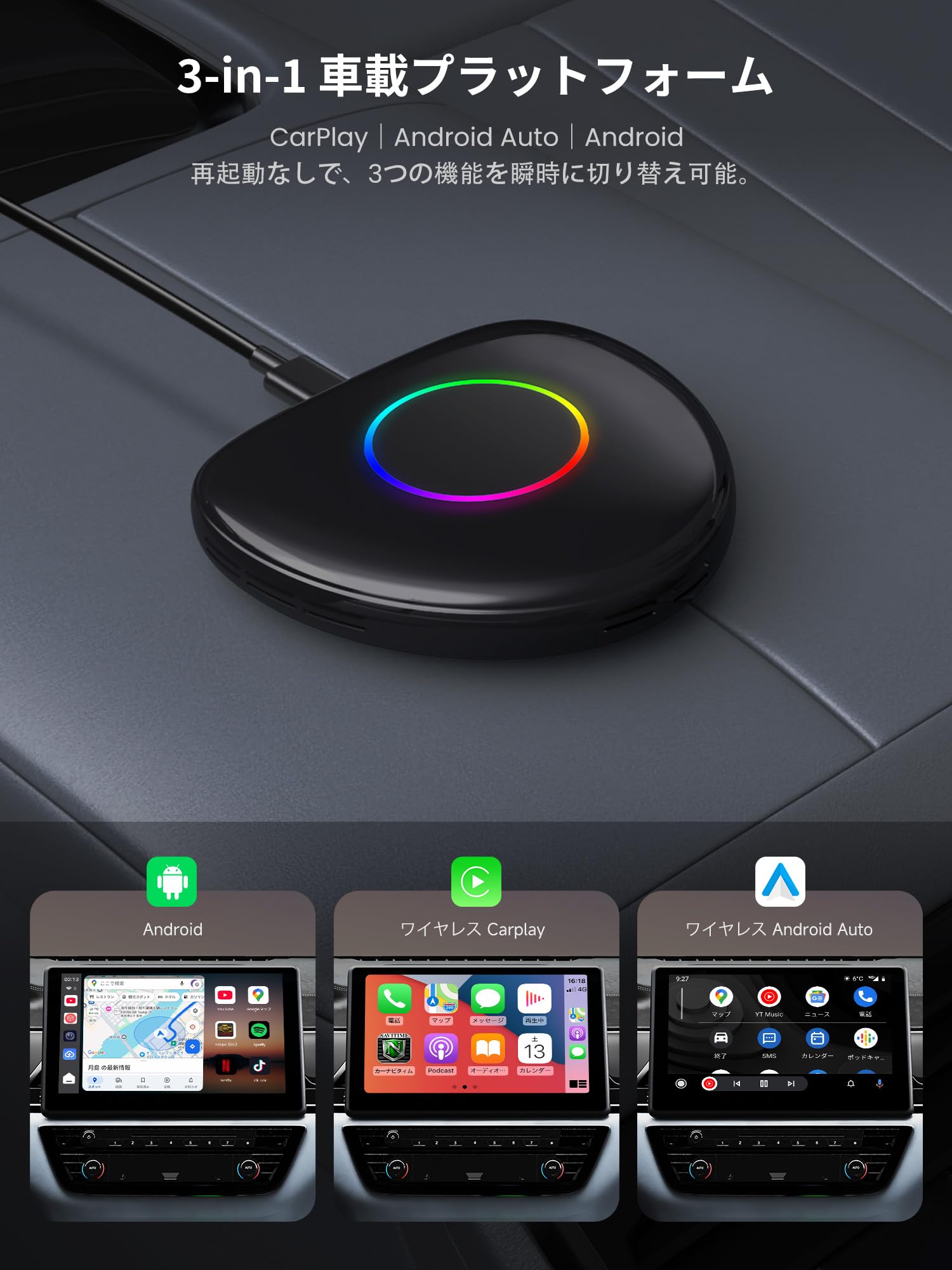 Amazon.co.jp: ATOTOOUT AI Box CarPlay | aiボックス 車 Android 13