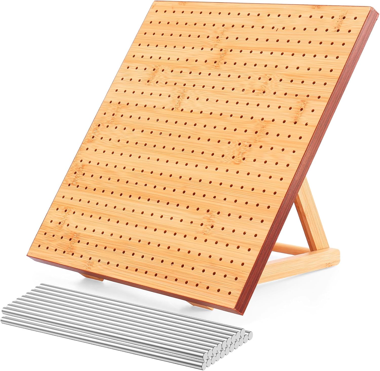 11.4inch Crochet Blocking Board with Adjustable Stand,Bamboo Wooden Handcrafted Knitting Blocking Mats,Reusable Granny Square Blocking Board for Beginner Knitting Lover Crocheting