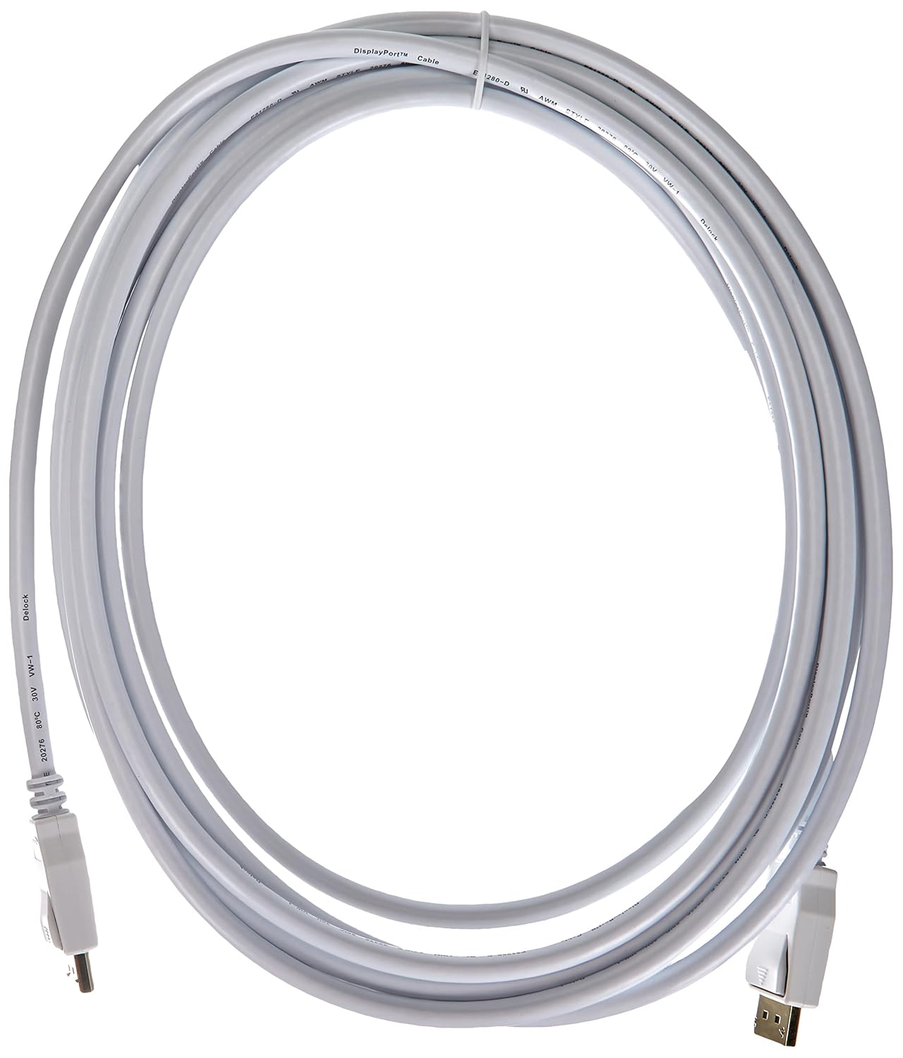 Delock Displayport Cable DP -> DP Male/Male 5.00 m White 4K