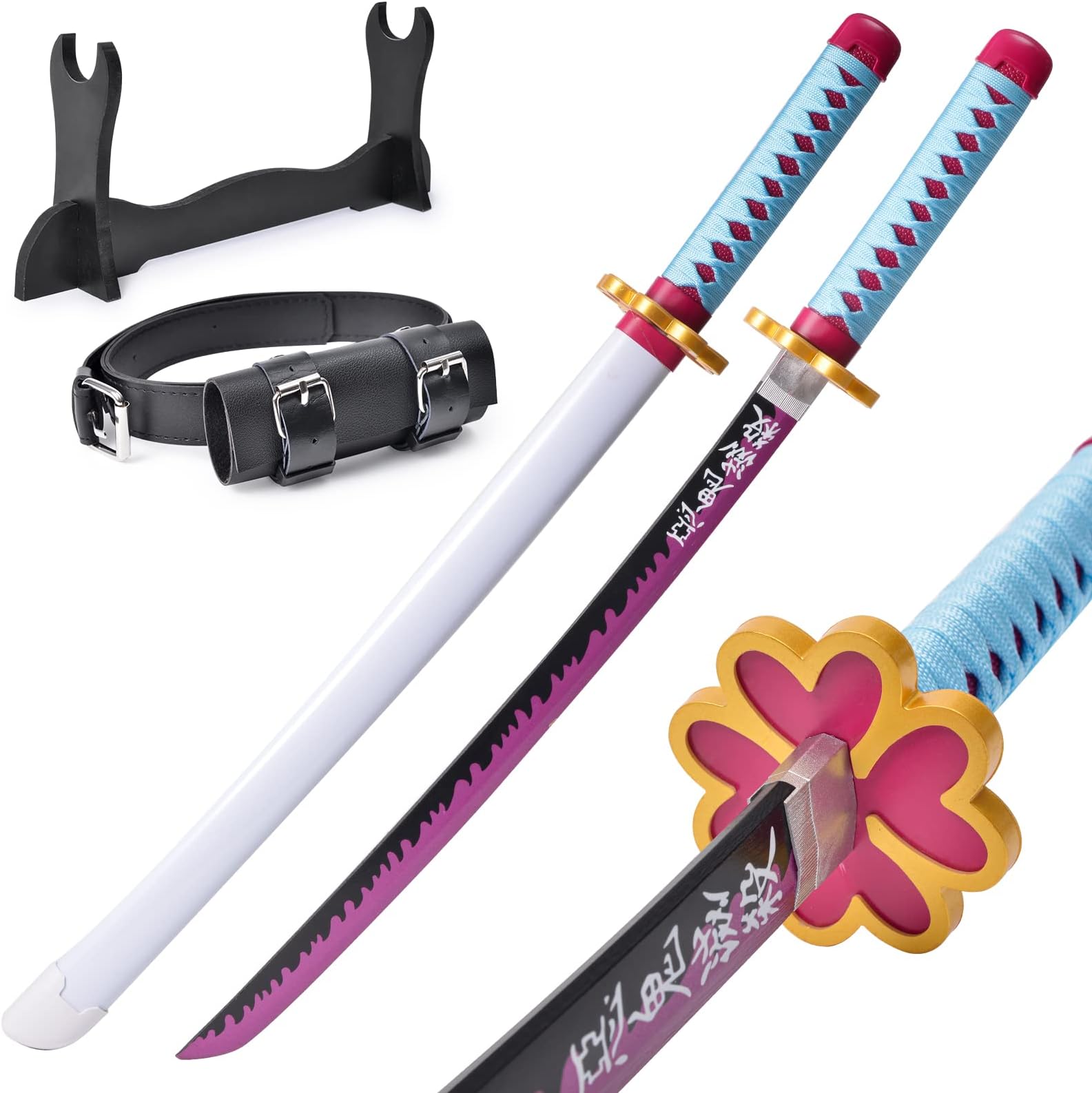 Demon Slayer Sword for Kids 31inch - Bamboo Blade with Belt and Sword Stand - Anime Sword Original TextureDemon Slayer Katana for Cosplay PurposeVarious Styles Available