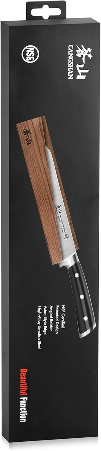 Cangshan TS Series 1020663 Swedish 14C28N Steel Forged 8-Inch Bread Knife and Wood Sheath Set