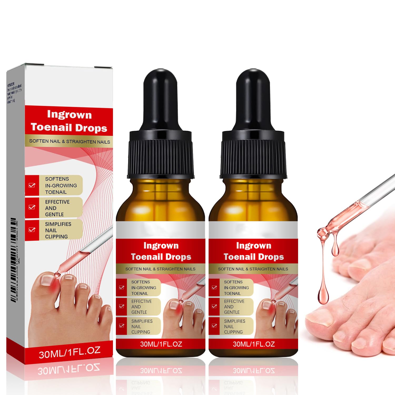 2PCS Ingrown toenail drops,Ingrown Toenail Relief,Easy Trim Ingrown Toenail Tools,Toenail Fluid With Silicone Gel Toe Caps Essential Oil Diffuser,