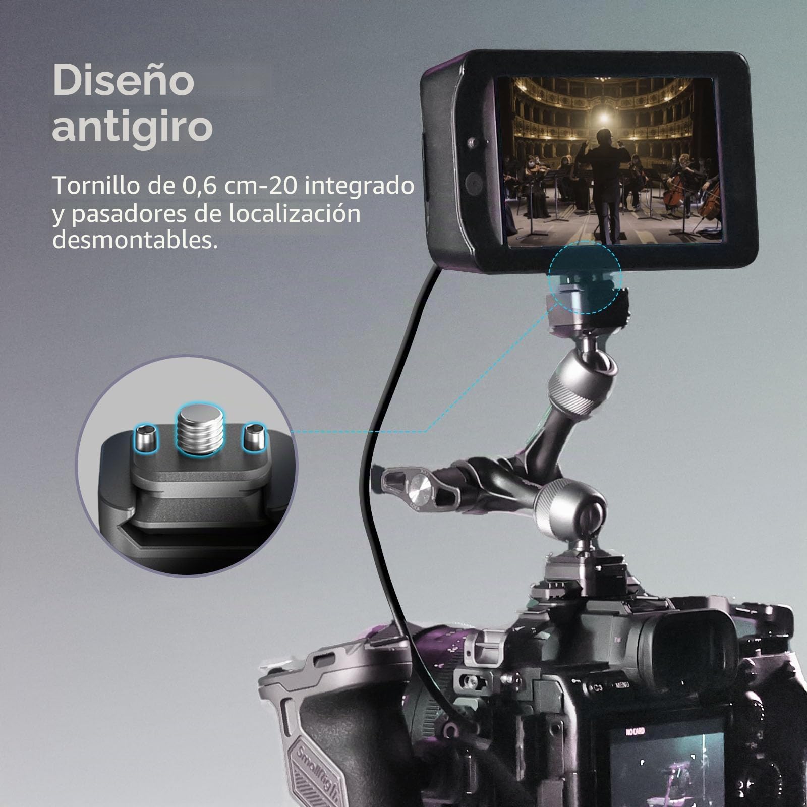 SMALLRIG 11" Roseta Brazo Mágico, Estructura de Liberación Rápida HawkLock H21, con Tornillos de 1/4"-20 y Pasadores Antigiro, para Monitores, Luces, Capacidad de Carga Máxima 3kg - 4489