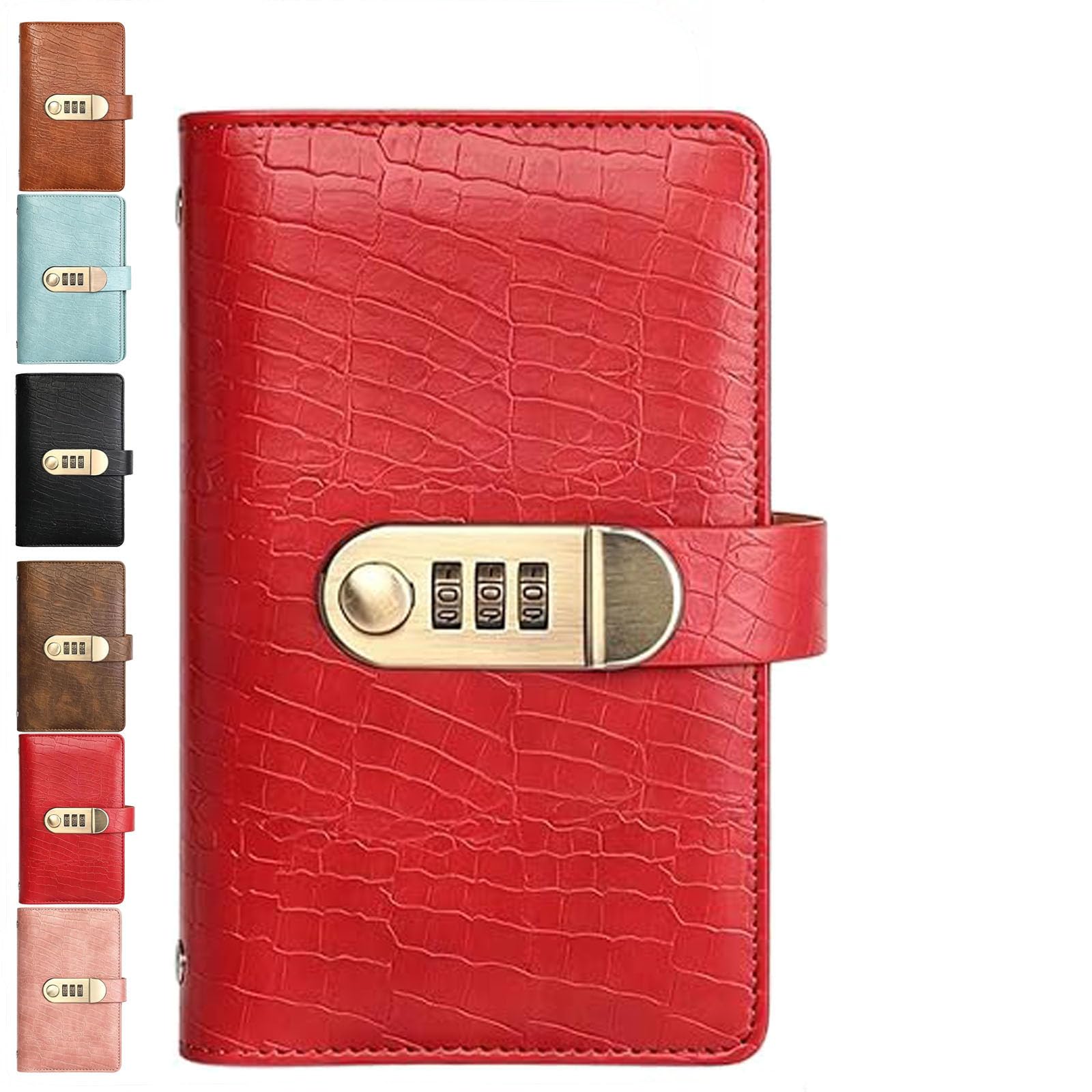 Lockable A6 Savings Notebook with 3-Digit Combination Lock (Red)