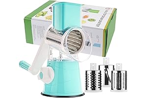 3 Interchangeable Manual Rotary Cheese Vegetable Potato Carrot Grater Mandoline Slicer Salad Maker