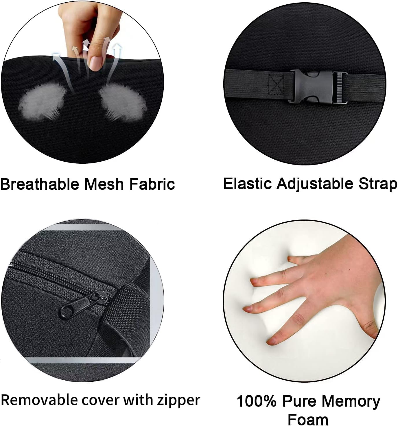 2 Pack Car Headrest Pillow for Neck Support, Soft Car Neck Pillow for Driving with Adjustable Strap and Removable Cover, Universal Fit Headrest Car Pillow - Image 4