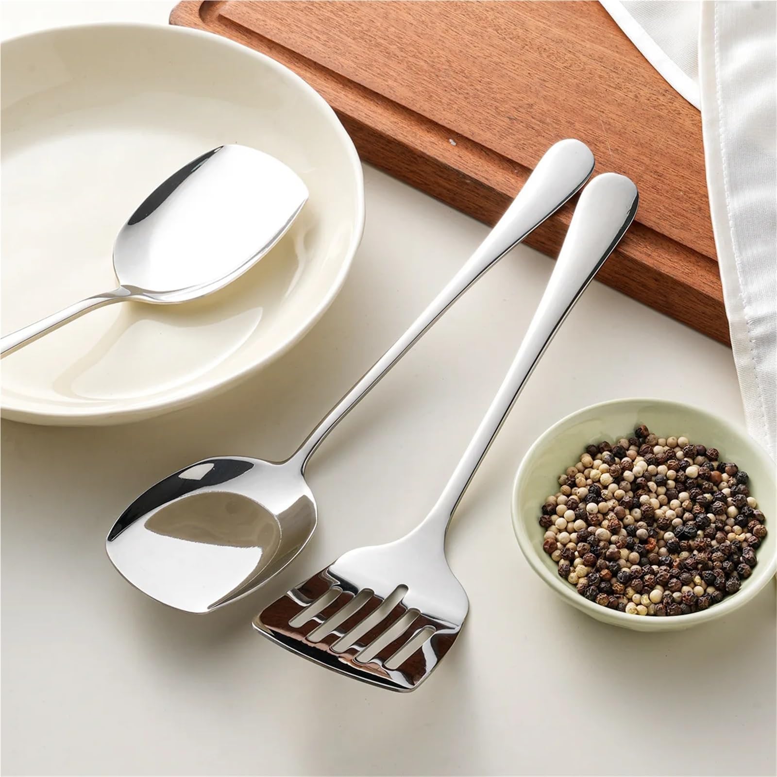 1 Set 304 Edelstahl Spaghetti Server Restaurant Hotel Supplies Service Löffel Braten Spachtel Küche Utensil für Pasta
