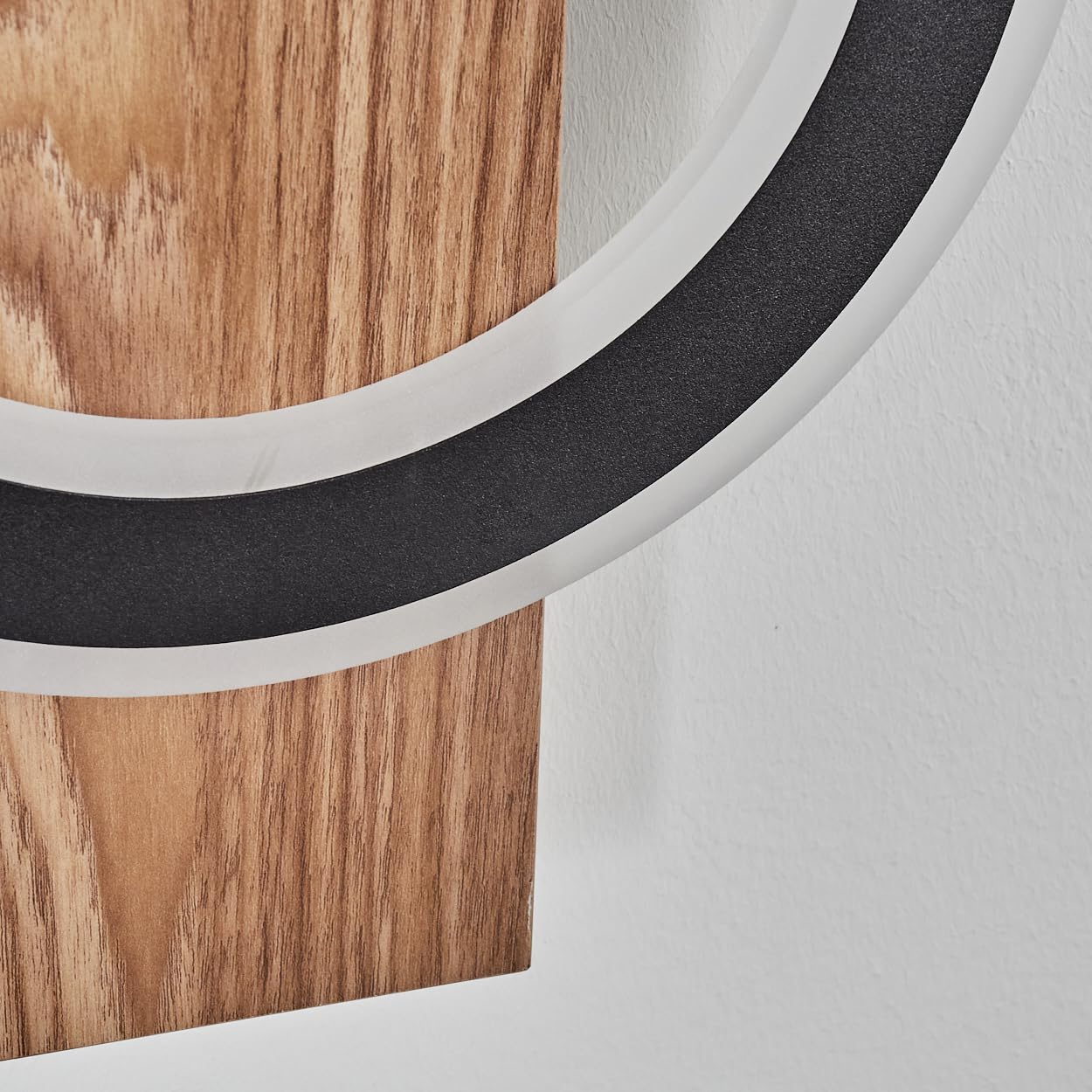 HOFSTEIN LED Wandleuchte Besperia, Wandlampe aus Metall/Kunststoff in Holzoptik/Schwarz/Weiß, 18 Watt, 1740 Lumen, 3000 Kelvin, moderne Leuchte für Schlafzimmer, Esszimmer, Wohnzimmer, Küche, Flur