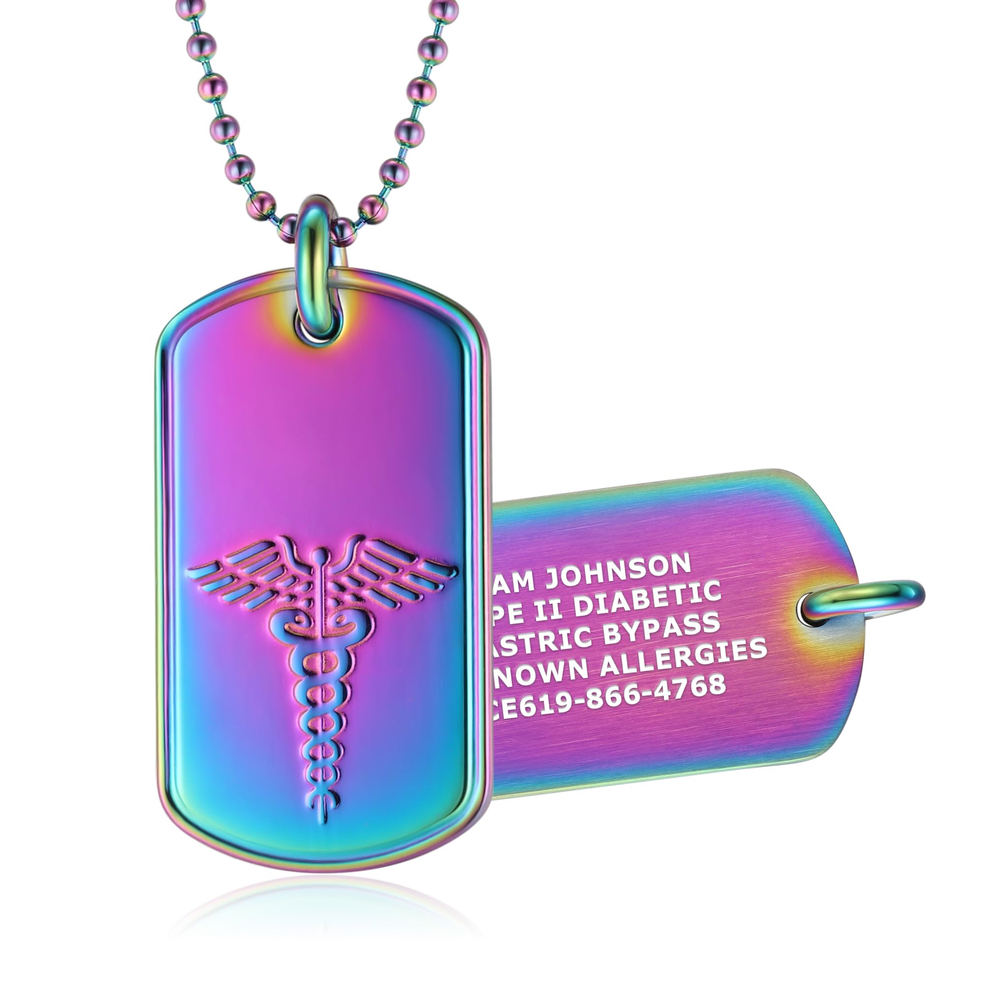 Divoti Deep Custom Laser Engraved 316L Classic Medical Alert ID Dog Tag Necklaces - Styles