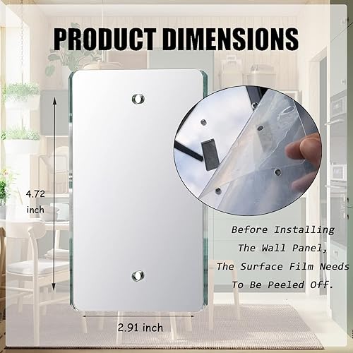 Miniatura 33 de Placas de interruptor de luz de espejo, cubiertas de salida de placa de pared duradera, placas de interruptor de espejo de acrílico y cubiertas