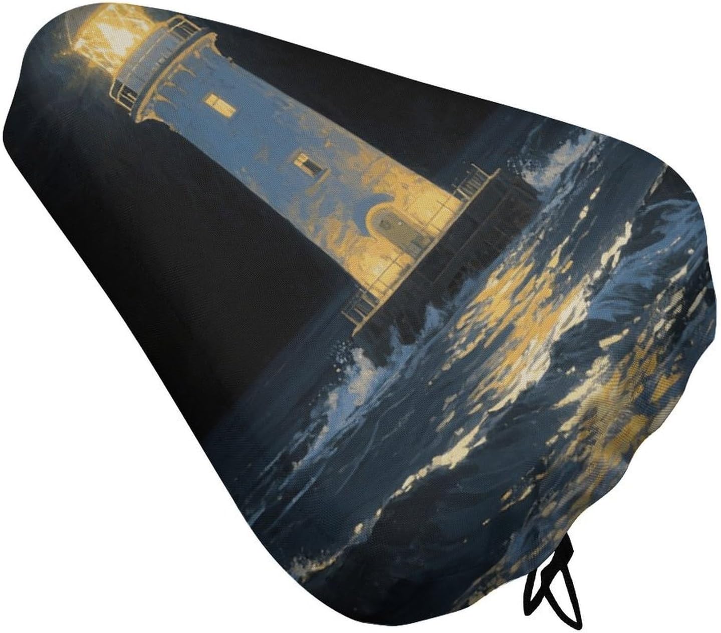 Lighthouse Padded Bike Seat Cover with Drawstring and Spring Buckle, Waterproof Bicycle Seat Cushion Extra Wide, Soft Comfort Bicycle Saddle for Mountain Exercise Road Bikes