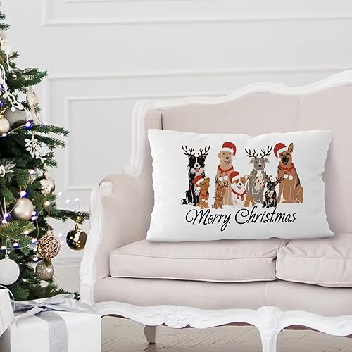 Miniatura 2 de Geqtt Fundas de almohada de Navidad de 12 x 20 pulgadas, fundas de almohada de perro de Navidad, regalo para amantes de los perros, decoración