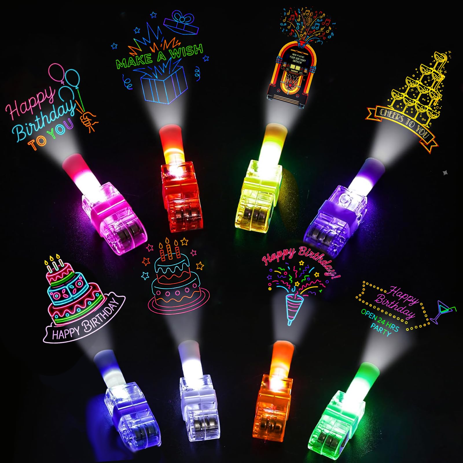 Photo 1 of 24PCS Happy Birthday Party Favors Finger Lights for Kids, Goodie Bags