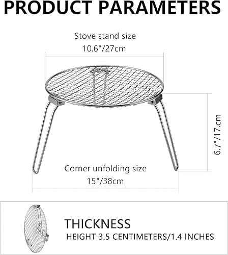 Miniatura 2 de RROMATELX - Parrilla de camping plegable pequeña, estufa portátil de acero inoxidable 304, rejilla de fogata, estante resistente para acampar con