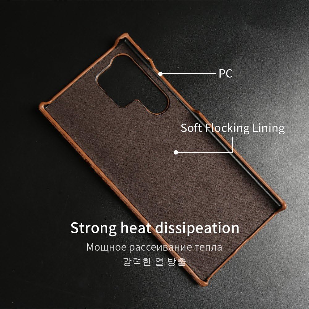 Étui en Cuir à Motif Autruche pour Samsung Galaxy S23 FE, S24 Ultra, S22 Plus, S21 FE, S20, S23, Coque arrière de Luxe, Vert ambré, Compatible avec Samsung Note20 Ultra.
