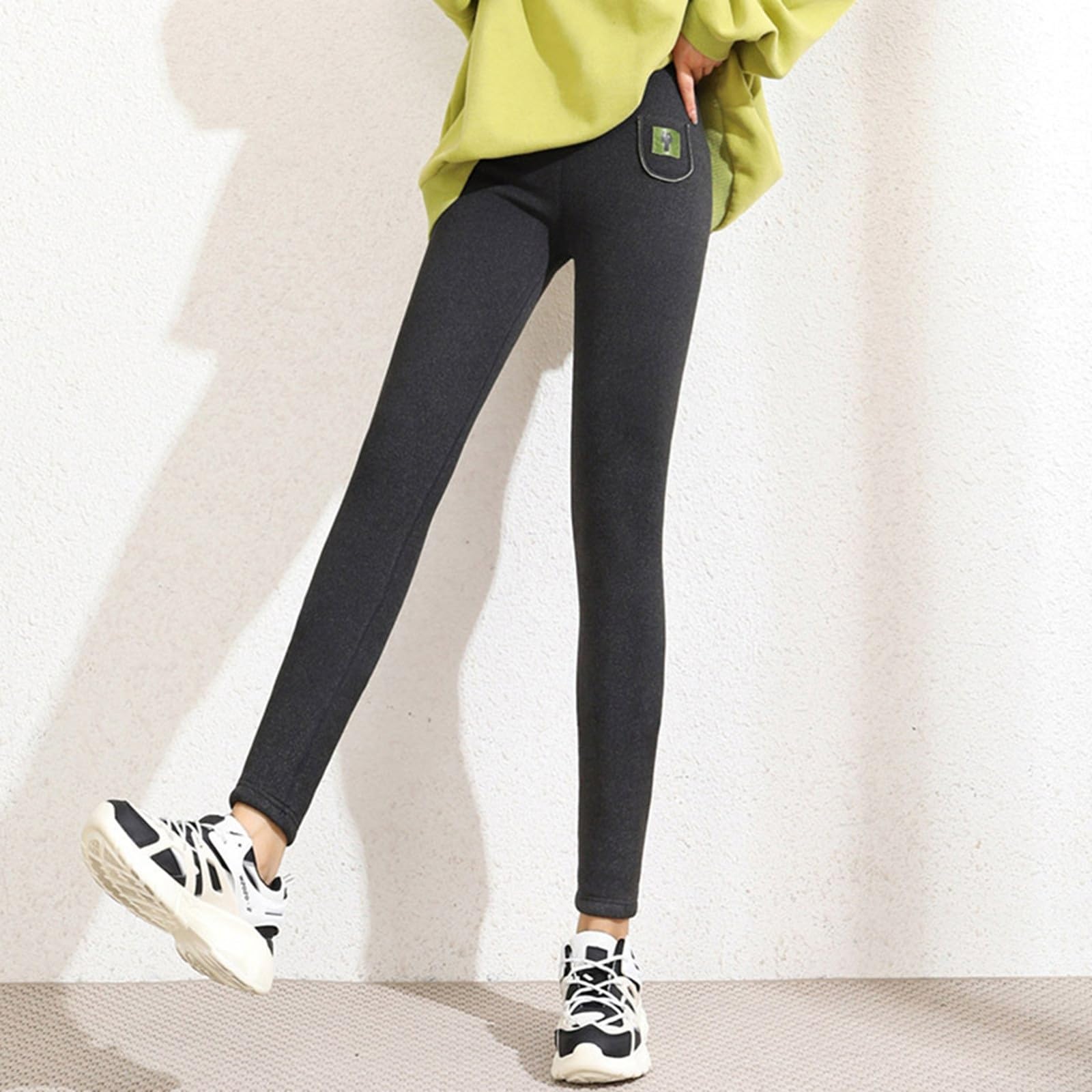 Leggins Termici Donna, Pantaloni Donna Palestra, Leggins Felpati Fodera In Pile Termica Caldi Solid Color Pantaloni Da Yoga Modellante Morbidi Elasticizzati Vestibilità Slim
