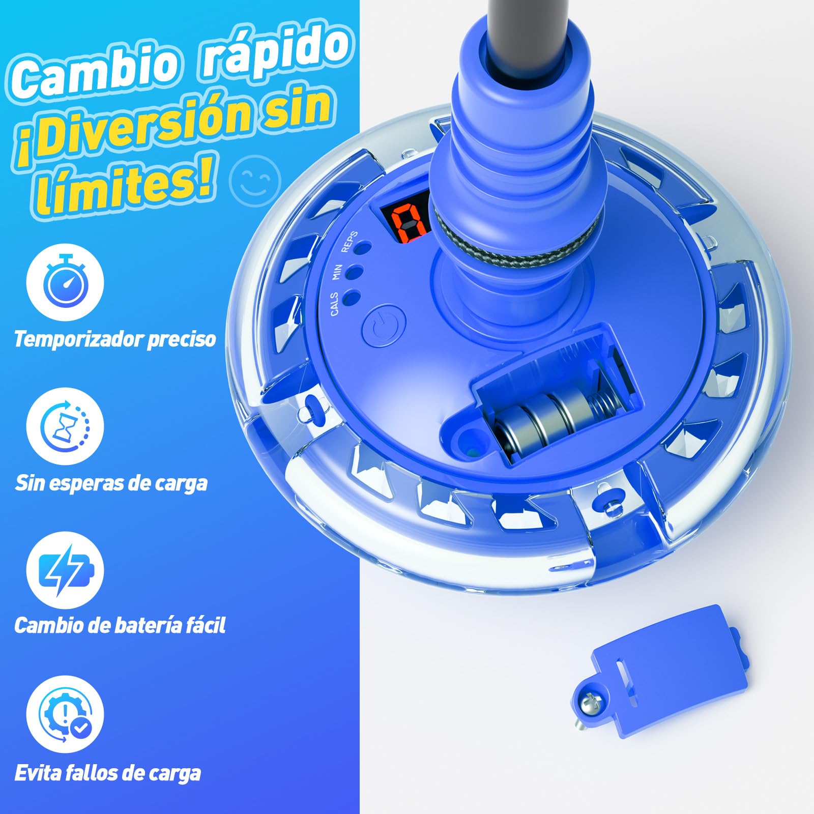 Springring Pedestal para niños con contador, temporizador, contador de calorías, juguete deportivo para niñas 6-12 años (Azul)
