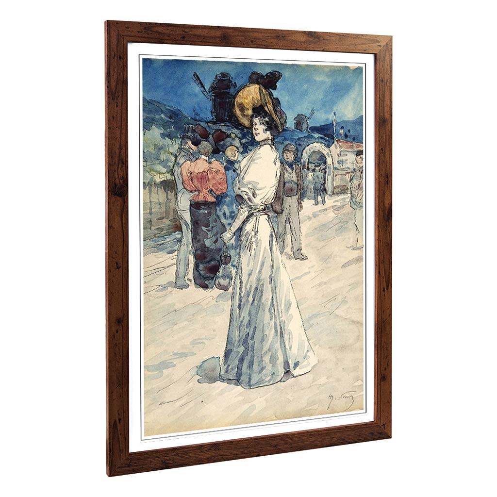 Big Box Art Framed Print of Henry Somm Outside The Moulin Galette Design | Wall Art Picture | Home Decor for Kitchen, Living Room, Bedroom, Hallway, Walnut, A2 / 24.5x18 Inch / 62x45cm