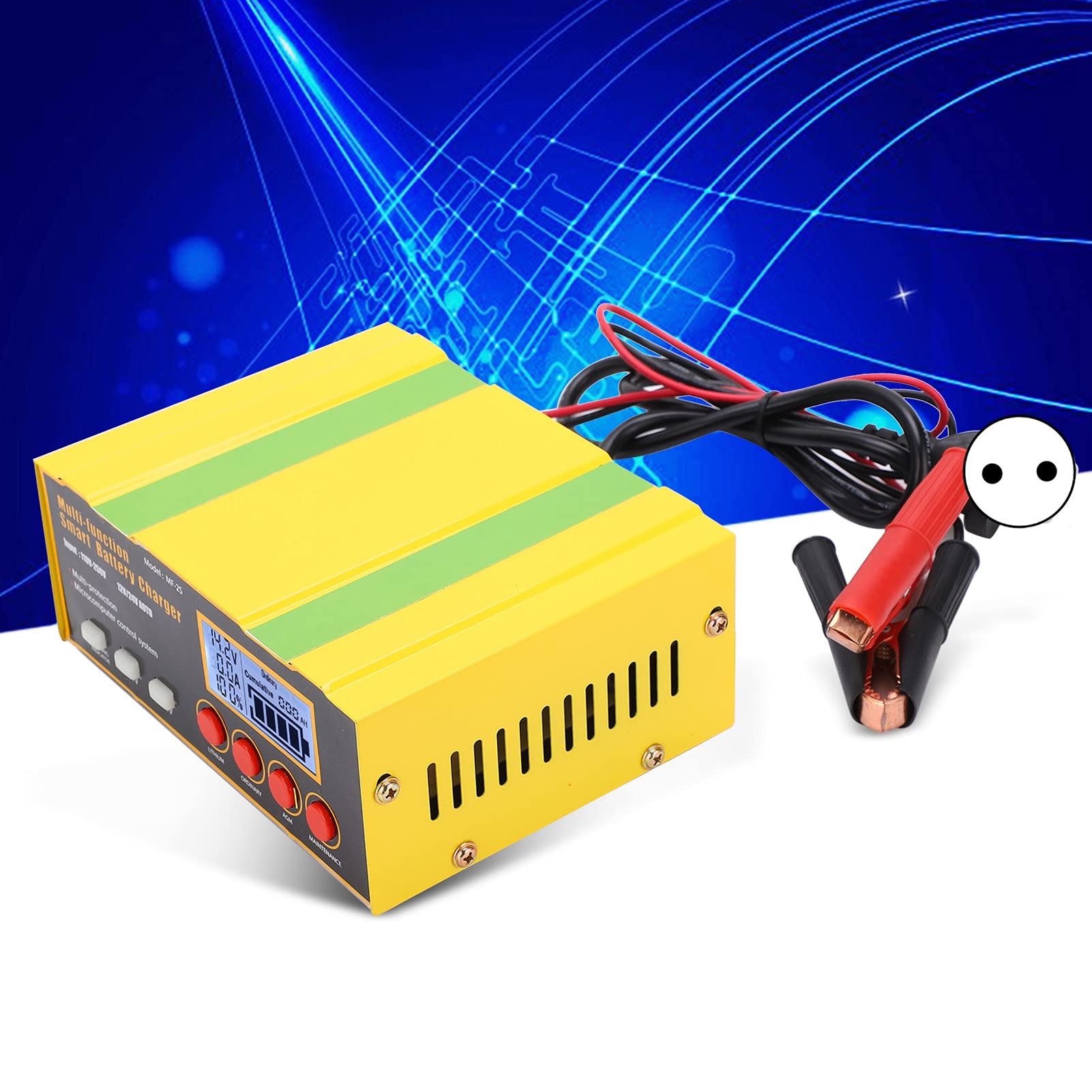 Eujgoov MF-2S Batterieladegerät, AC250V 220W Multifunktionaler Automatischer Intelligenter Batteriehalter für Auto(EU-Stecker)