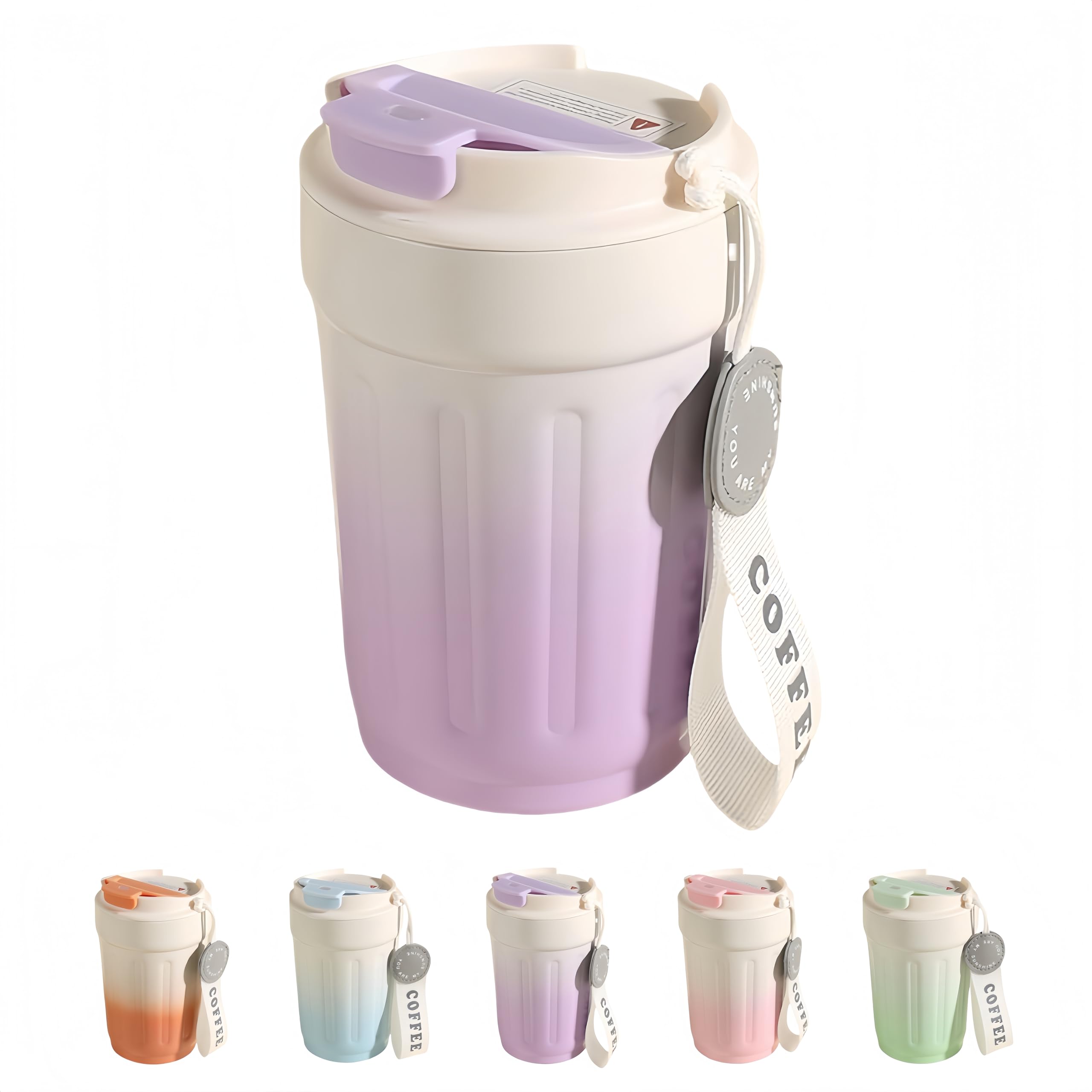 14oz Portable Vacuum Insulated Coffee Mug, Ceramic Lined Travel Cup