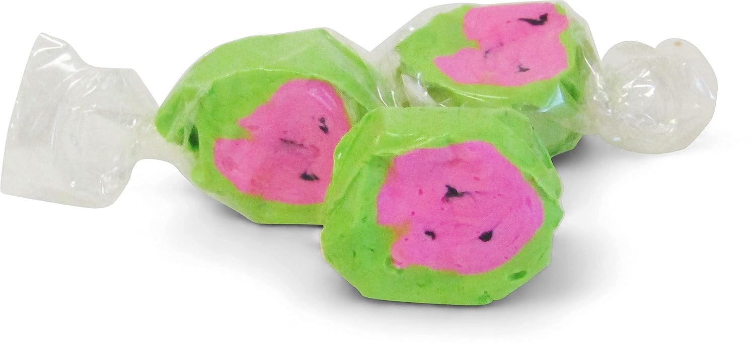 Gourmet Watermelon Taffy Chews by Its Delish – 18 Oz Jumbo Reusable Container (Jar) – Chewy Fluffy Individually Wrapped Sweet & Juicy Soft Candy Taffies - USA Made & Certified Kosher