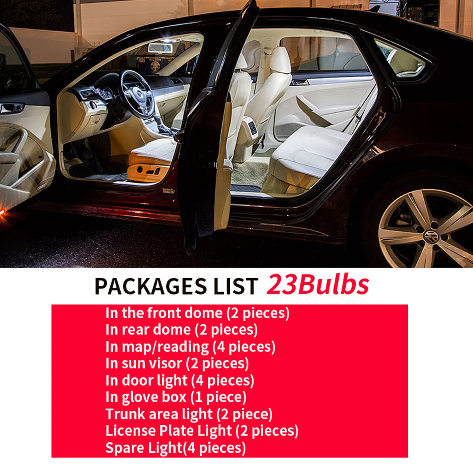 23Pcs LED Car Light White Bulb Interior Map Dome Trunk License Plate Lamps Kit E - Foto 12
