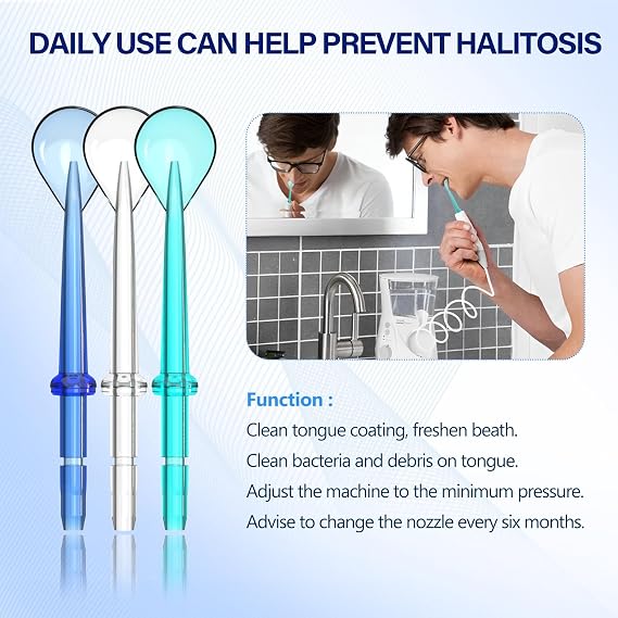 Cordro Tongue Scraper Attachment Replacement Compatible with Waterpik Water Flosser, Tongue Cleaner Tip Replacement for Waterpik Flosser, Oral irrigator Tongue Cleaner Tips, 3 PCS