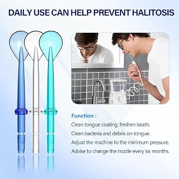 Cordro Tongue Scraper Attachment Replacement Compatible with Waterpik Water Flosser, Tongue Cleaner Tip Replacement for Waterpik Flosser, Oral irrigator Tongue Cleaner Tips, 3 PCS