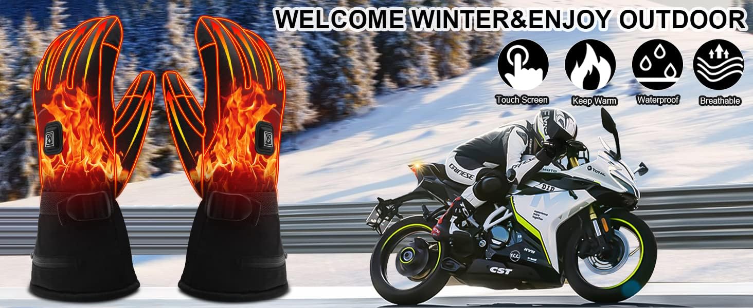 Autocastle 7.4V Heated Gloves Men Women Rechargeable Electric Battery Gloves Waterproof Touchscreen Thermal Gloves Winter Warm Gloves Climb Hike Hunt Ski Camp Cycle Hand Warmer - Image 2