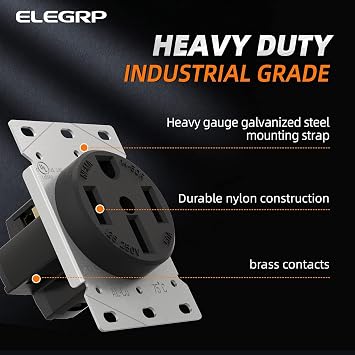 ELEGRP 50 Amps 125/250V Range Oven Stove Receptacle, NEMA 14-50R & ELEGRP NEMA 14-30P & NEMA 14-50P 4 Prong Electric Dryer and Range Oven Stove Plug