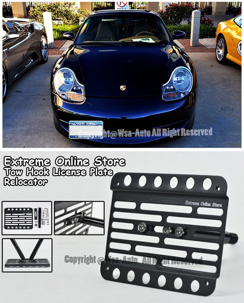 Extreme Online Store EOS License Plate Front Bumper Tow Mount Adapter Relocator Kit - Made for and Compatible with 996.1 911 Carrera 97-01 1997 1998 1999 2000 2001