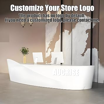 Reception Desk Modern Front Desk No Assembly Required, Checkout Counter with DIY Lighting, Customizable Logo, Display Table for Professional Spaces and Office Environments (Right, 55)