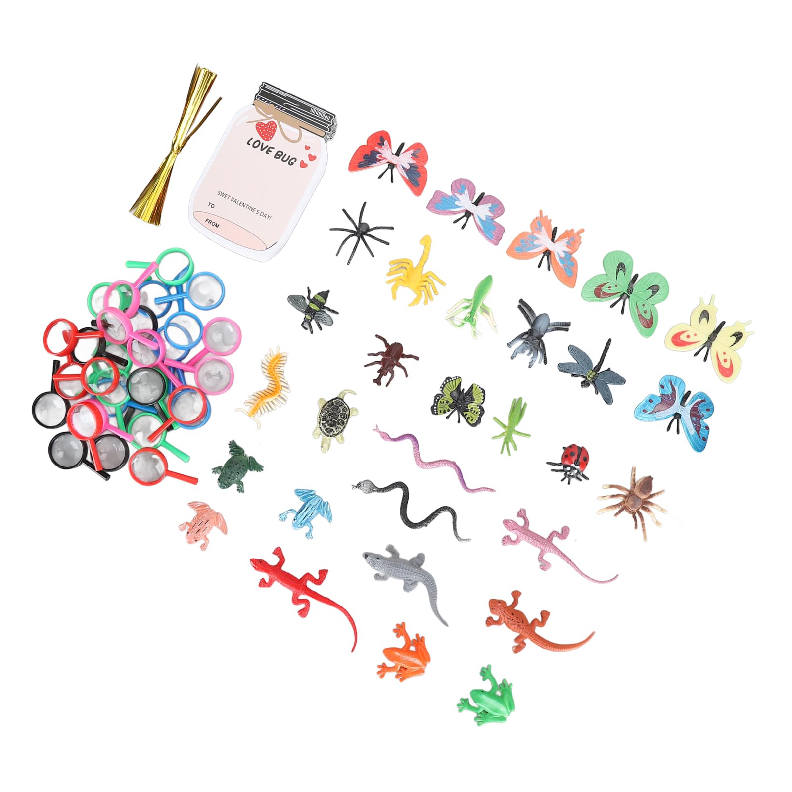 Cocoarm Biglietti di San Carta e Plastica Set di Carte Regalo con Insetti d'amore 30 Biglietti con Decorazioni di Insetti Facile da Montare per Bambini Adulti Feste in Classe e Bomboniere di San