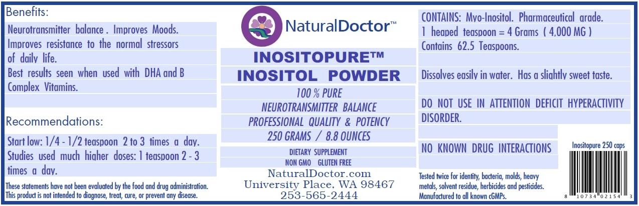 Naturaldoctor Pure Inositol Powder, 250 Grams