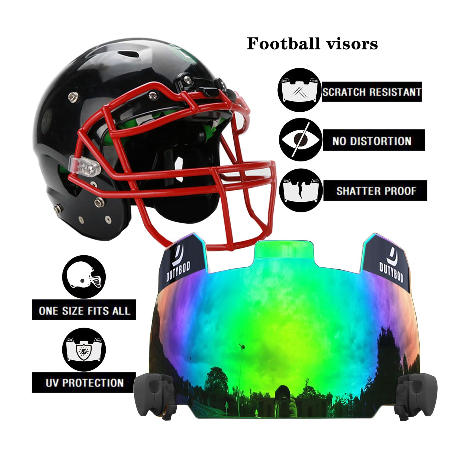 Visiera da calcio, visiera trasparente per casco da calcio, scudo da calcio, adatta per caschi da calcio giovani e adulti