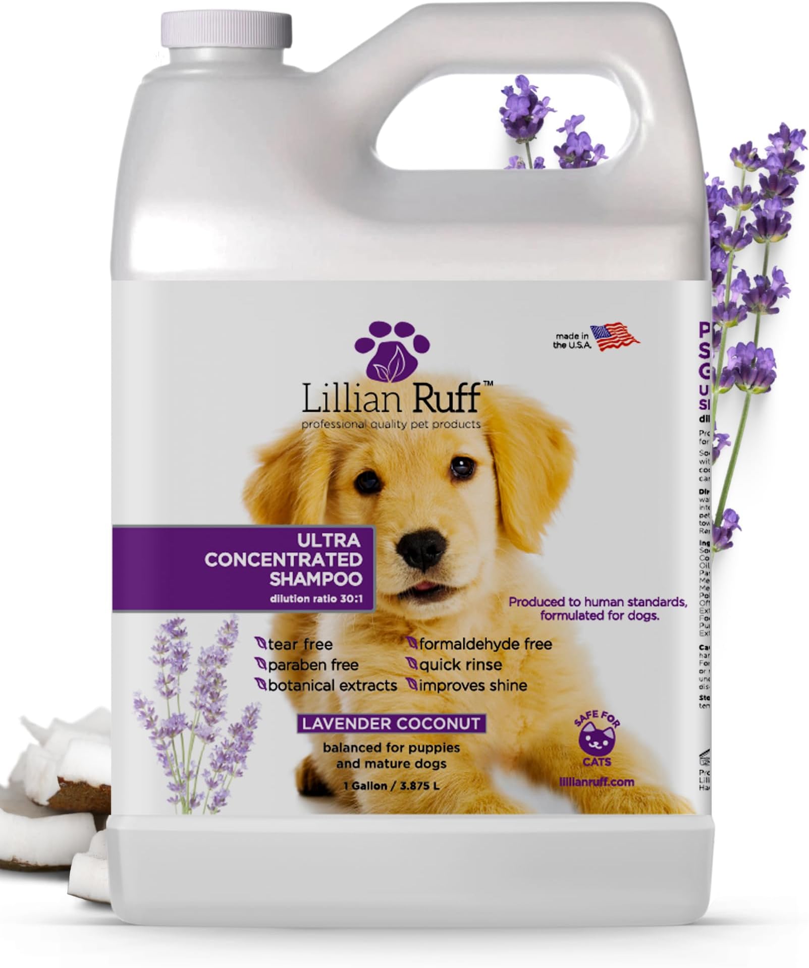 - Lillian Ruff PRO Formula Ultra Concentrated Dog Shampoo – Makes 4 Gallons/30 Bottles, 30:1 Dilution, Professional Pet Shampoo for Sensitive Skin | Deodorizing & pH-Balanced Made in USA - Gallon
