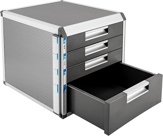 4 Fächer Schubladenbox A4 Metall Schubladenbox Abschließbar mit Beschriftungsfeldern Dokumenten Schublade Organizer
