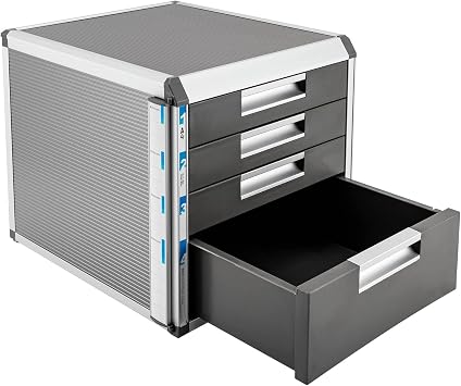 4 Fächer Schubladenbox A4 Metall Schubladenbox Abschließbar mit Beschriftungsfeldern Dokumenten Schublade Organizer