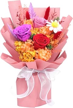 Lovenfold Preserved Flowers Bouquet 12 Mixed Multi-Color Roses for Delivery, Birthday Flowers Rose Gifts for Women Mom Grandma
