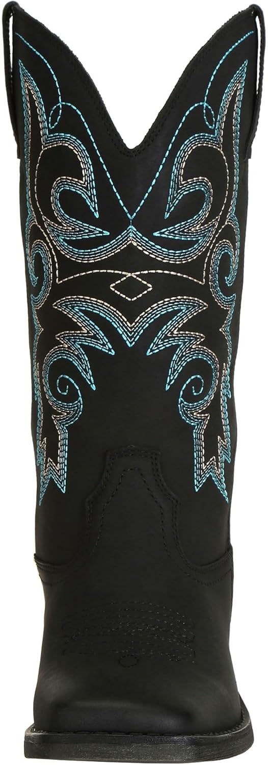 J's.o.l.e Womens Square Toe Cowgirl Cowboy Boots Mid Calf with Chunky Heel Retro Embroidery Western Boots