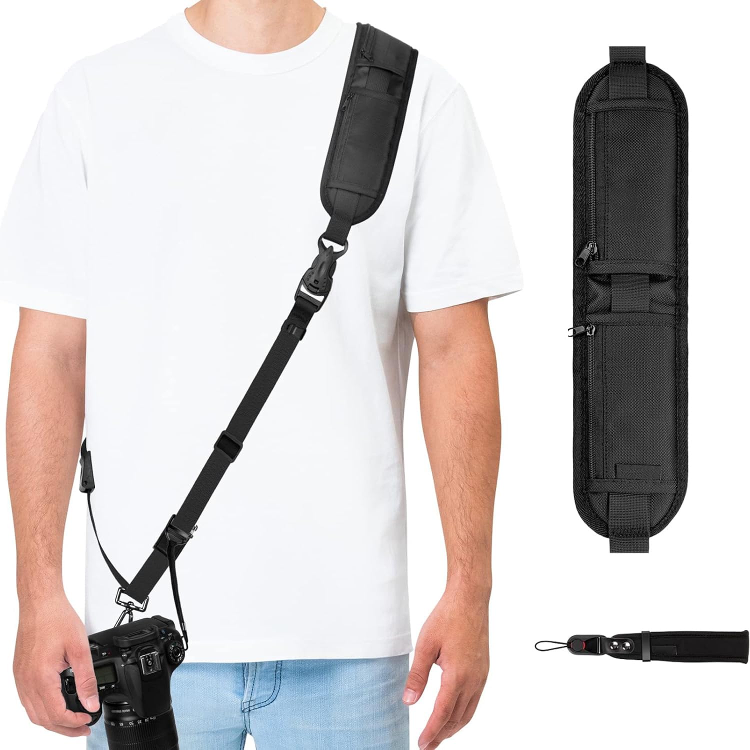Azonee Camera Strap, Camera & Binocular Straps, Camera Straps for Photographers with Quick Release and Safety Tether, Adjustable Camera Shoulder Strap for Nikon Canon Sony Fuji DSLR Camera