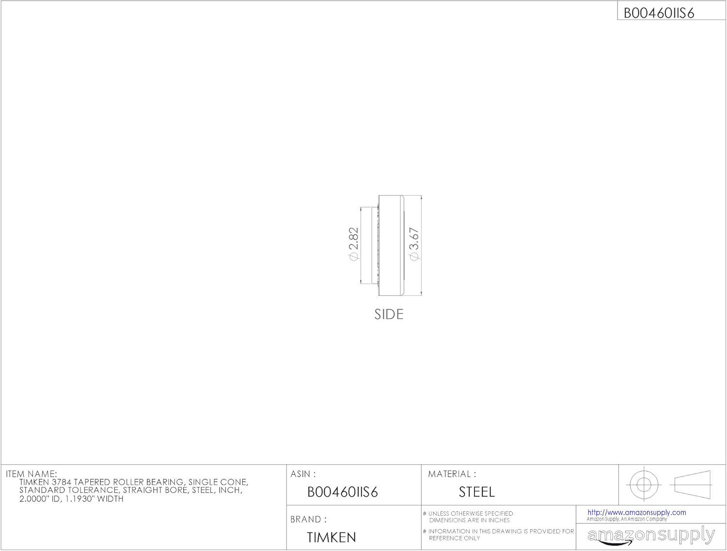 Timken Tapered Roller Bearing Cone - 3784