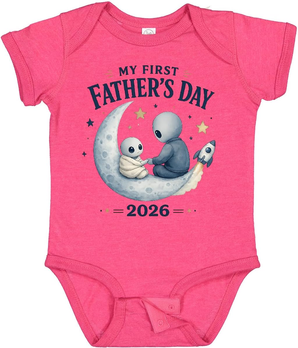inktastic My First Father's Day 2026 Spaceship Baby Bodysuit