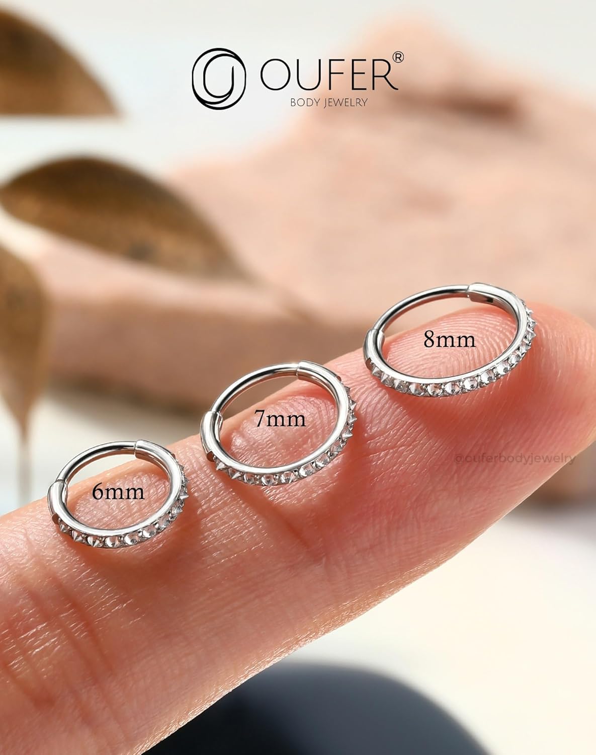 OUFER 20g Nose Rings Hoops for Women Men, 316L Surgical Steel Cubic Zircon Nose Piercing Jewelry, Daith Helix Rook Conch Cartilage Hoop Earrings Lip Rings - Image 3