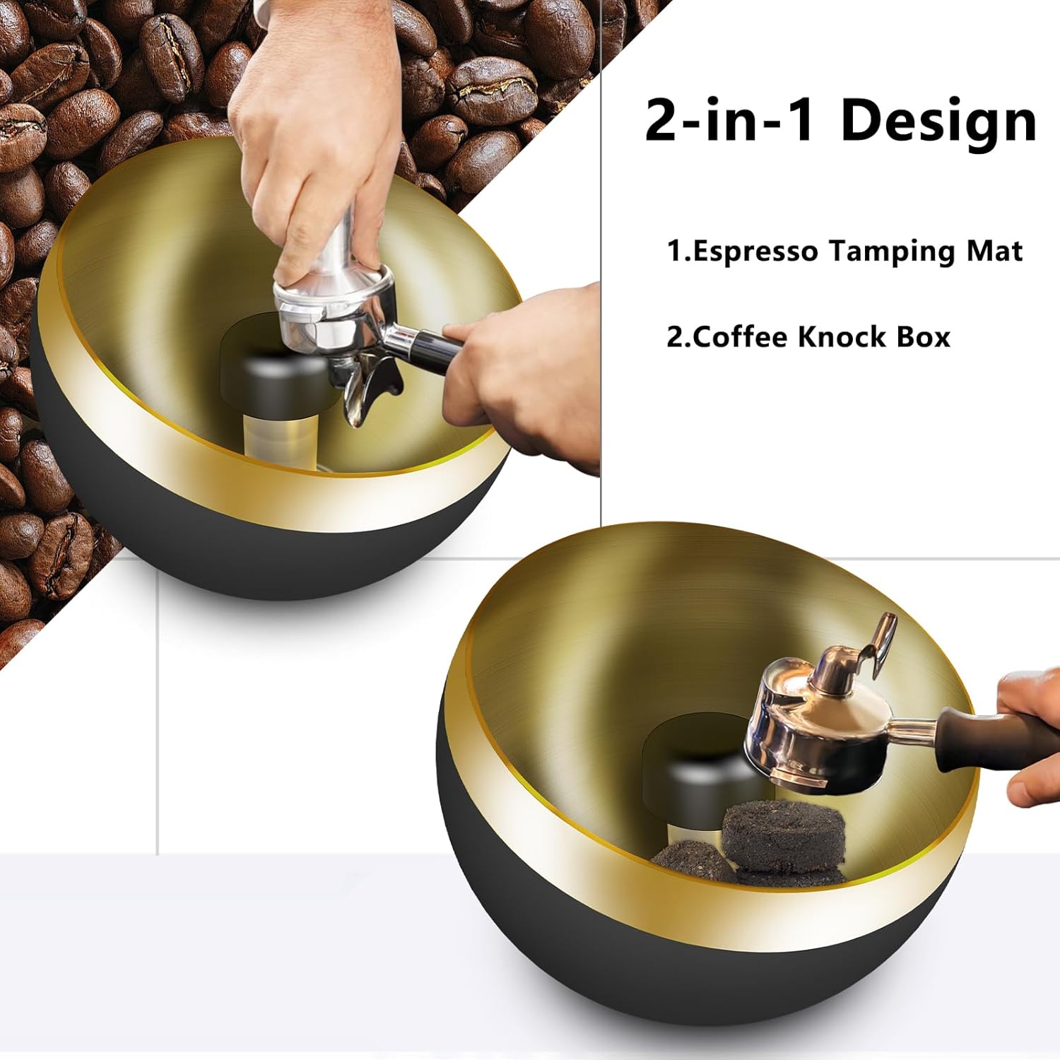Espresso knock box –Stainless Steel,Coffee Knock box –Magnetic Base Removable Vertical Knock Bar,Knock Box with Shock-Absorbing and Non-Slip Base,Espresso Machine Accessories
