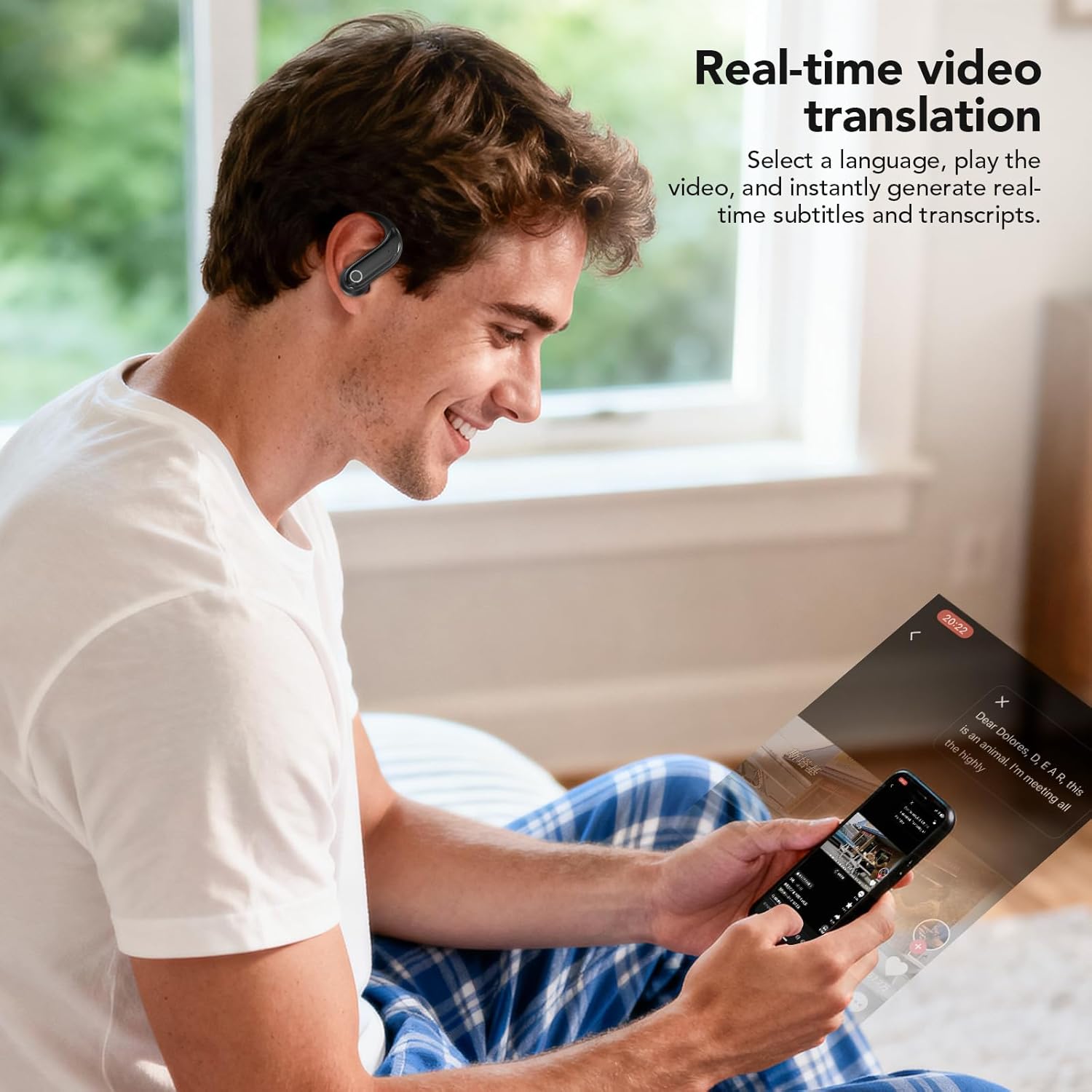 NE61 AI Translation Earbuds Real Time Language Translator Earbuds with LCD Touch Screen, Heart Rate & Blood Oxygen Monitor, Bluetooth 6.0, 8 Translation Modes, Support 134 Languages With Music & Calls