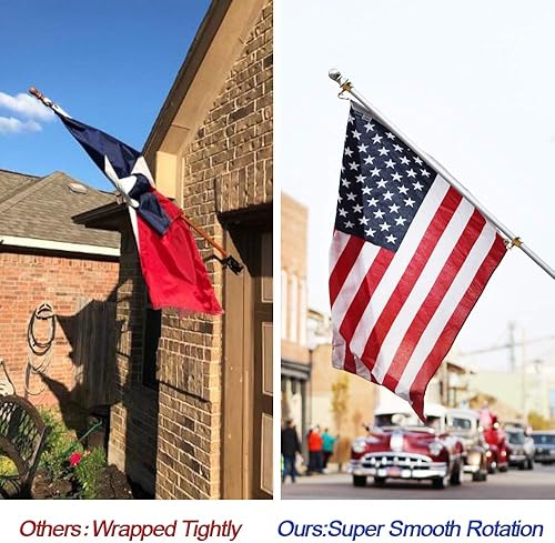 Miniatura 3 de MOFEEZ Anillos giratorios para asta de bandera, anillos de montaje de bandera anti-envoltura de 360 grados con rodamientos para poste de bandera de