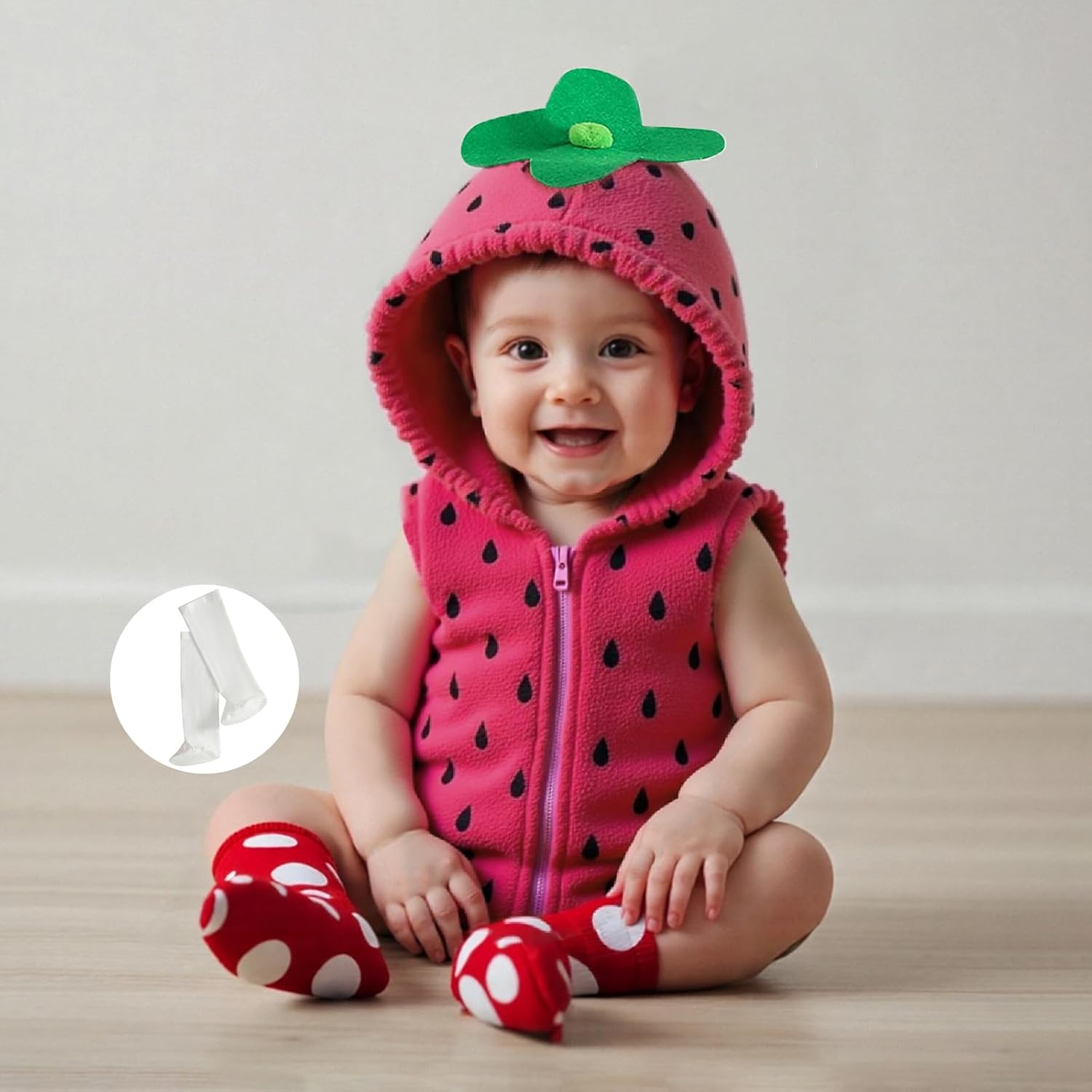 Madjtlqy Baby Halloween Costumes Toddler Girl Boy Fruit Outfits Clothes Hooded Romper Jumpsuit With Long Socks - Image 2